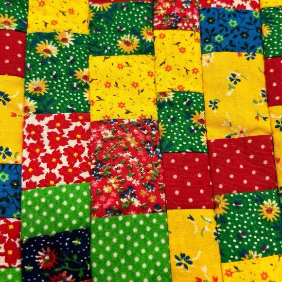 VTG 70s Patchwork Crazy Quilt Stocking Handmade Calico Colorful Christmas Retro - Picture 5 of 13